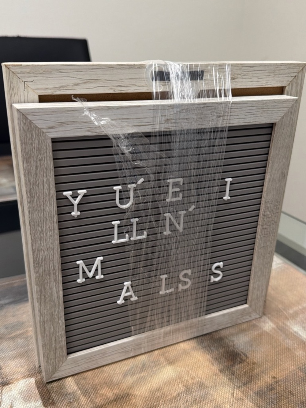 Gray Letter Board with White Letters - Rustic Frame